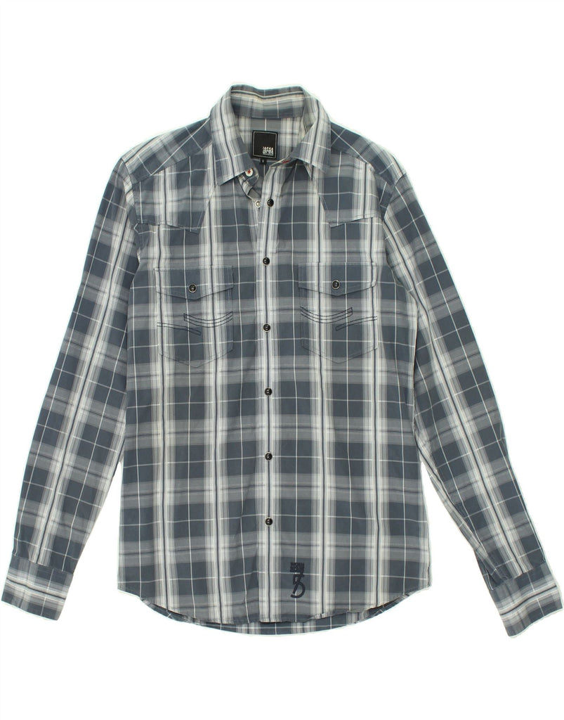 JACK & JONES Mens Shirt Small Grey Check Cotton | Vintage Jack & Jones | Thrift | Second-Hand Jack & Jones | Used Clothing | Messina Hembry 