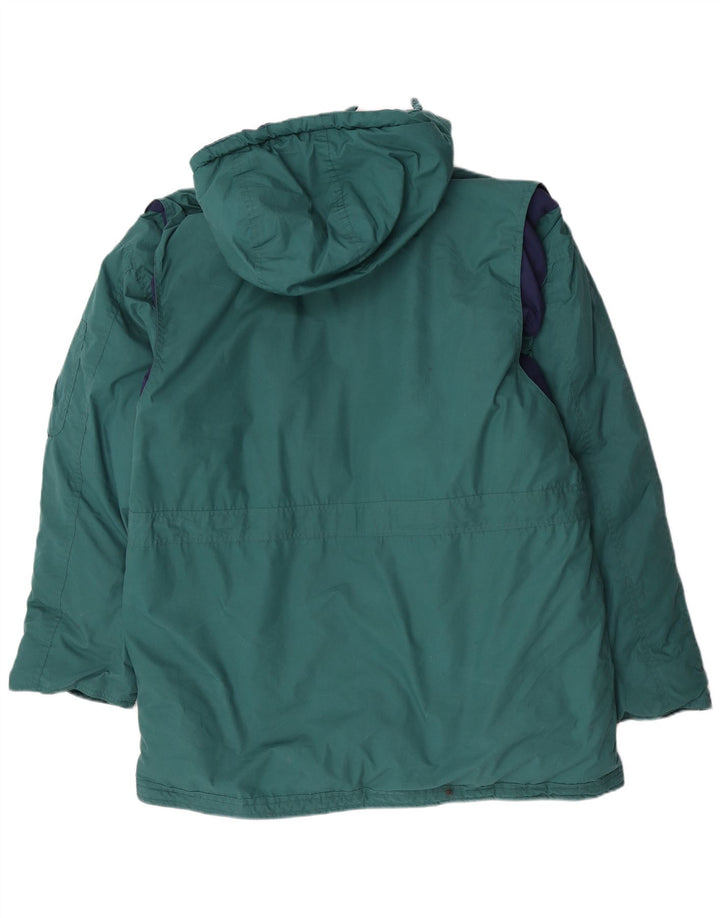 Vintage Mens Hooded Parka Jacket UK 40 Large Green Polyester
