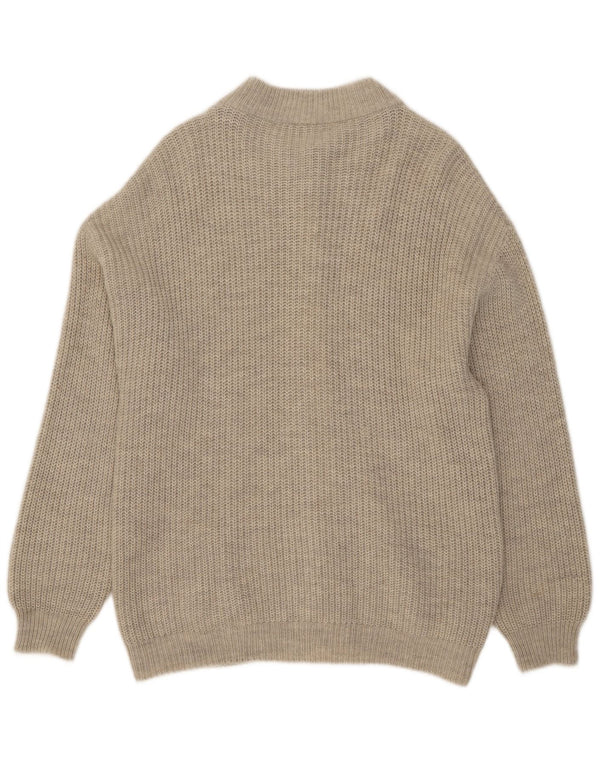 Vintage Mens Cardigan Sweater Medium Grey Acrylic