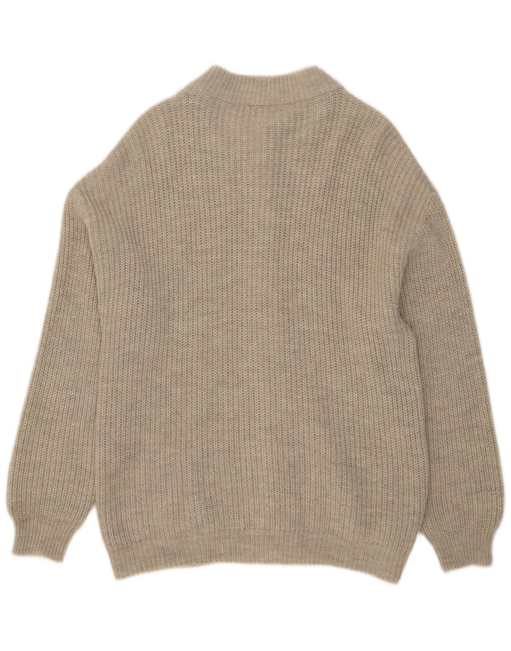 Vintage Mens Cardigan Sweater Medium Grey Acrylic
