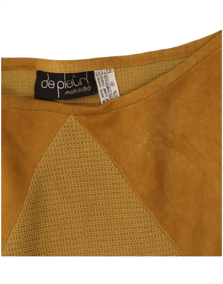 De Pletrl Mens Suede Boat Neck Jumper Sweater Medium Beige Argyle/Diamond
