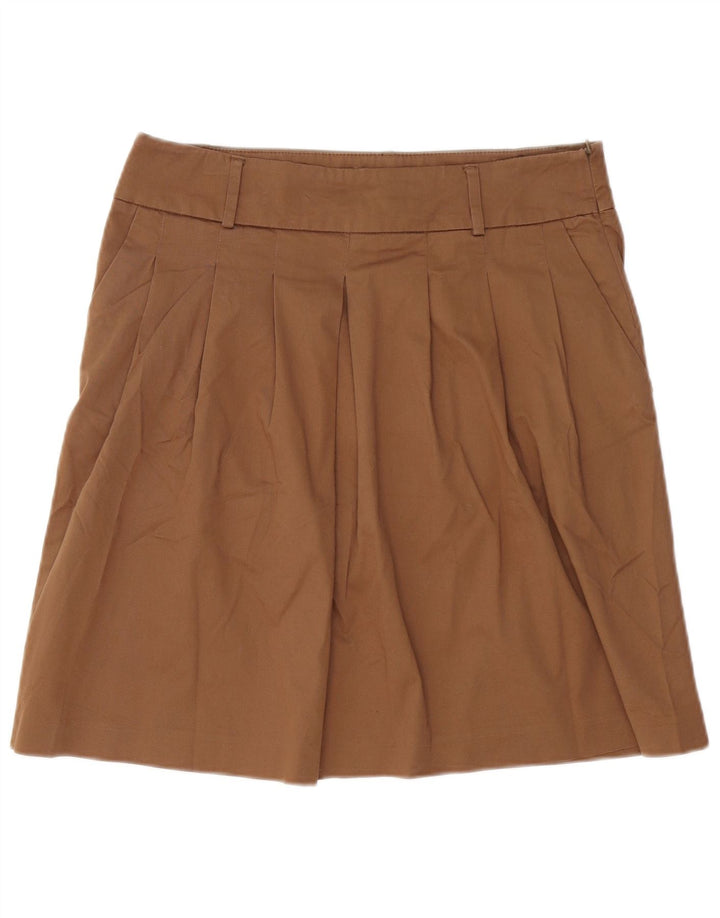 Zara Womens Pleated A-Line Skirt Large W34  Brown