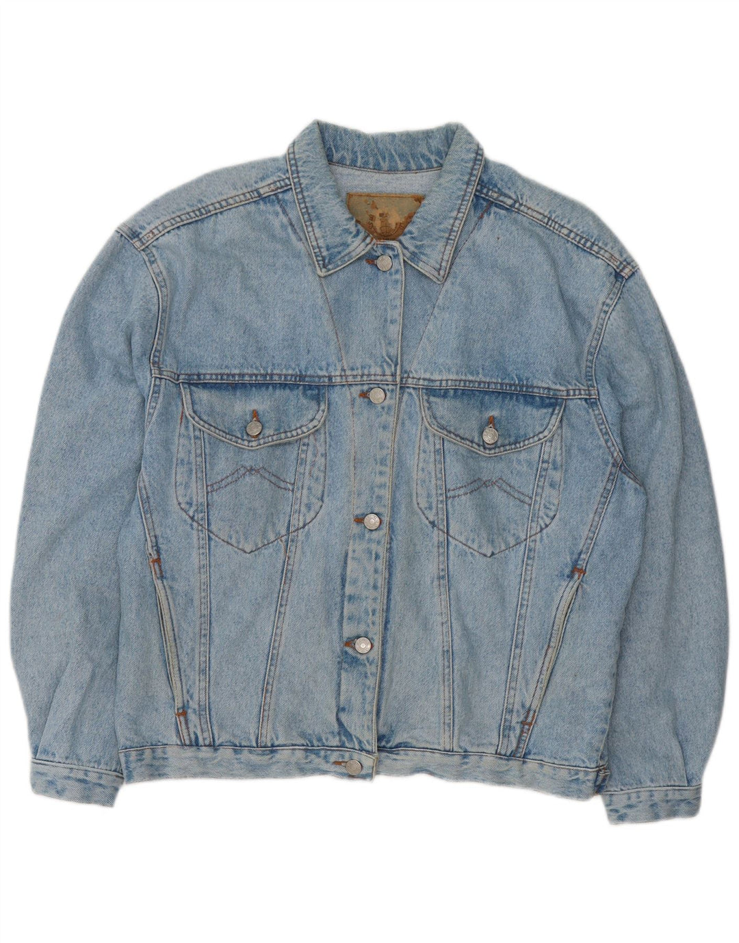 VINTAGE Womens Oversized Denim Jacket UK 16 Large Blue Cotton