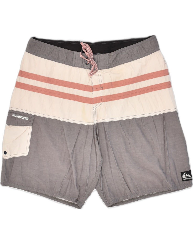 QUIKSILVER Mens Swimming Shorts XL Grey Colourblock Polyester | Vintage Quiksilver | Thrift | Second-Hand Quiksilver | Used Clothing | Messina Hembry 