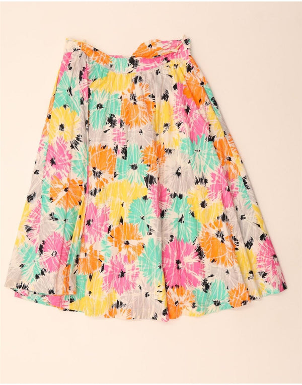 Vintage Womens A-Line Skirt EU 40 Medium W30 Multicoloured Floral Cotton