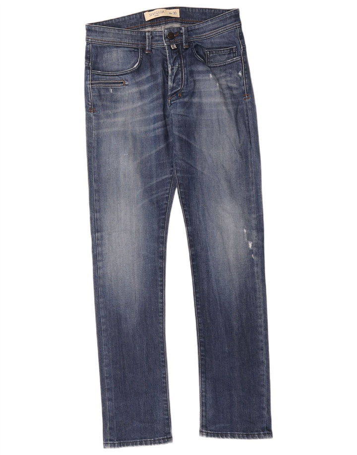 SIVIGLIA Mens Straight Jeans W30 L30 Blue Cotton