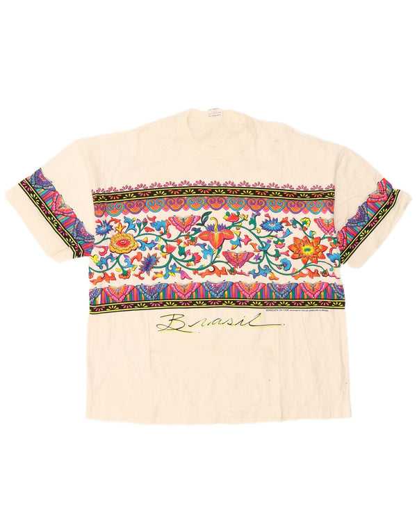 Vintage Womens Graphic T-Shirt Top UK 18 XL White Cotton