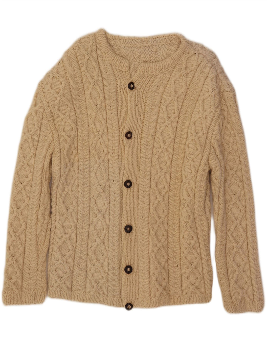 Vintage Mens Cardigan Sweater Large Beige
