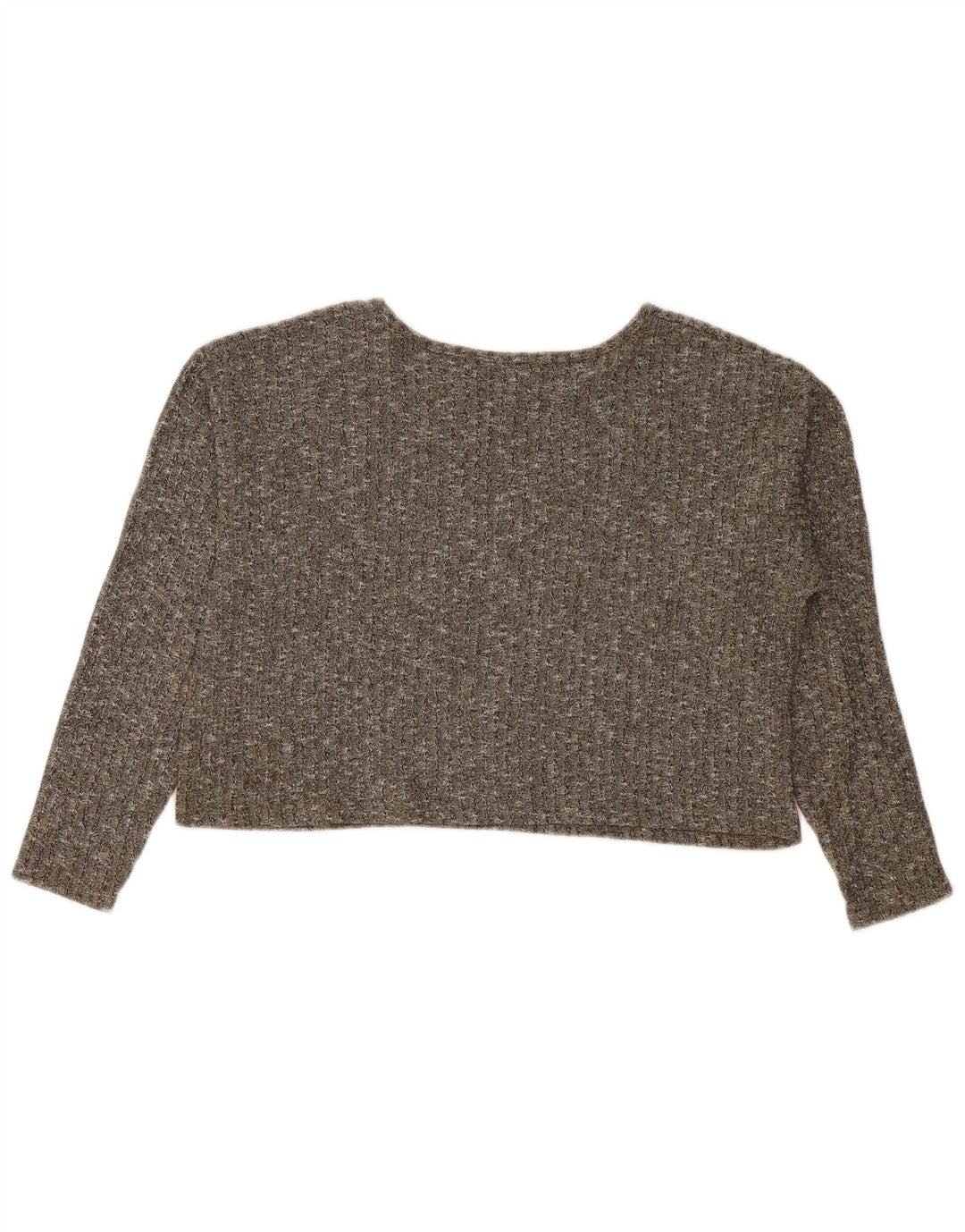 Topshop Womens Oversized Boat Neck Jumper Sweater UK 8 Small Khaki Flecked