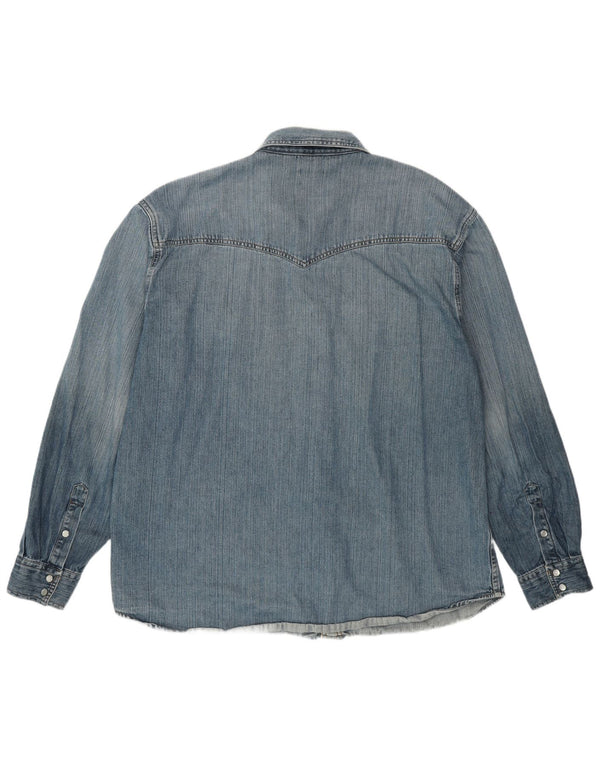 WRANGLER Mens Denim Shirt 2XL Blue Cotton