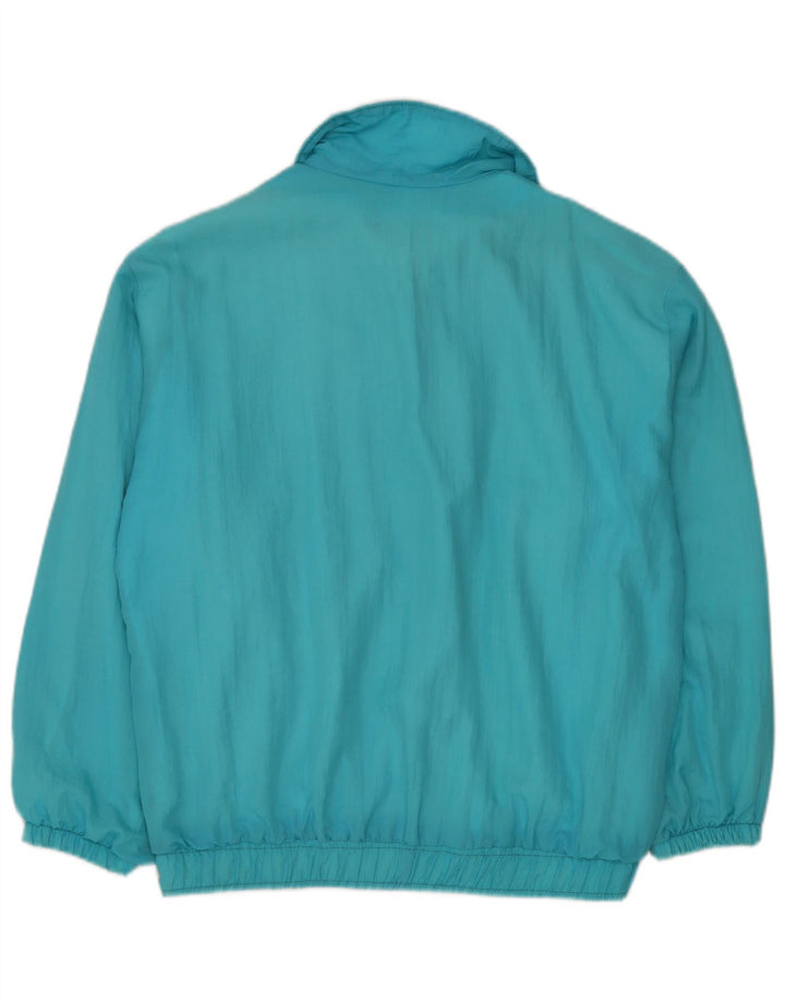 Vintage Mens Tracksuit Top Jacket XL Turquoise Colourblock Rayon