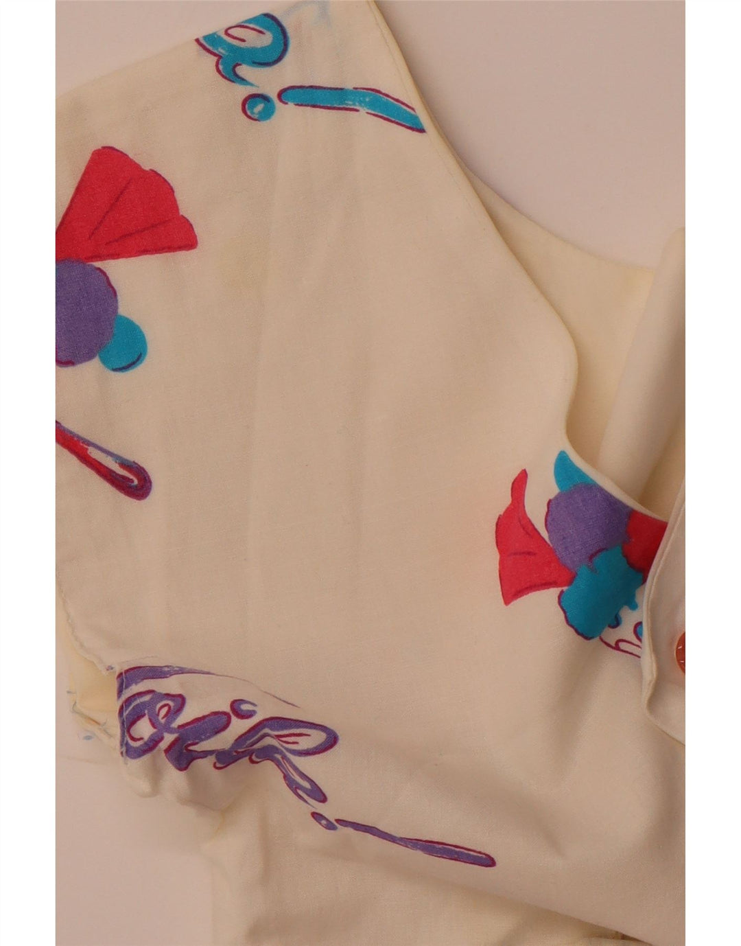 VINTAGE Womens Abstract Pattern Sleeveless A-Line Dress UK 8 Small White