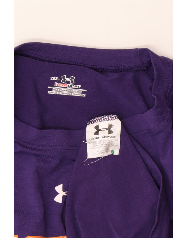 Under Armour Mens Tigers Graphic T-Shirt Top 2XL Purple Polyester