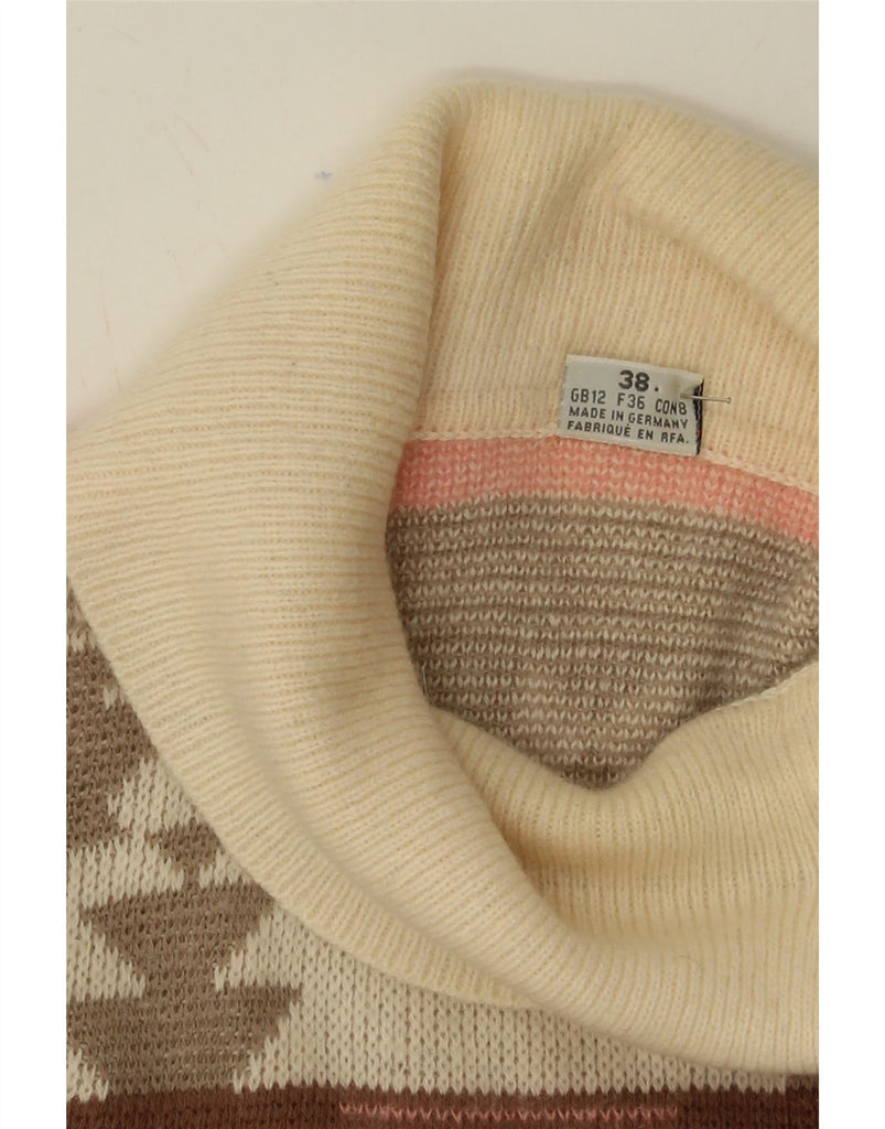 LUCIA Womens Roll Neck Jumper Sweater UK 12 Medium  Brown Fair Isle Aztec Vintage Lucia and Second-Hand Lucia from Messina Hembry 