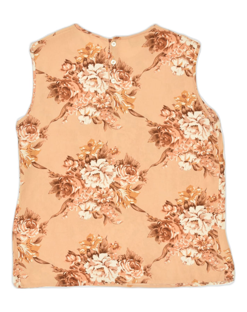 LUISA SPAGNOLI Womens Vest Top UK 14 Large Beige Floral Polyester | Vintage Luisa Spagnoli | Thrift | Second-Hand Luisa Spagnoli | Used Clothing | Messina Hembry 