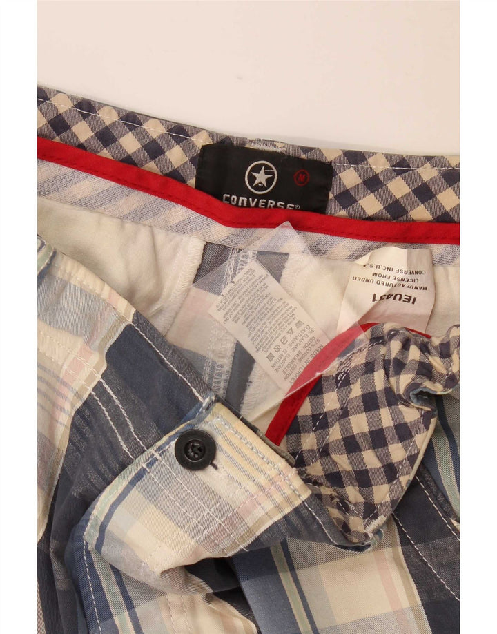 Converse Mens Chino Shorts Medium W32 Navy Blue Check Cotton