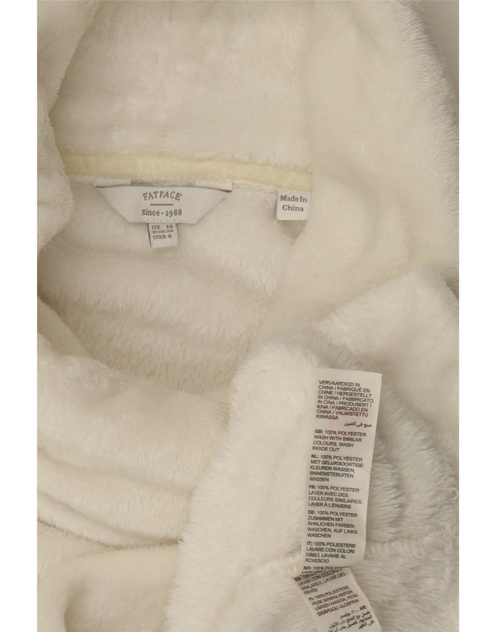 FAT FACE Womens Roll Neck Fleece Jumper UK 10 Small White Polyester