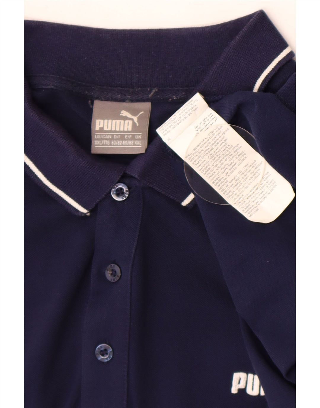 Puma Mens Polo Shirt 2XL Navy Blue Cotton