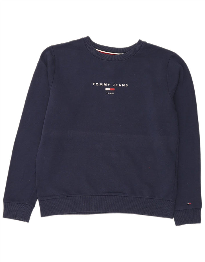Tommy Hilfiger Womens Graphic Sweatshirt Jumper UK 14 Medium Navy Blue