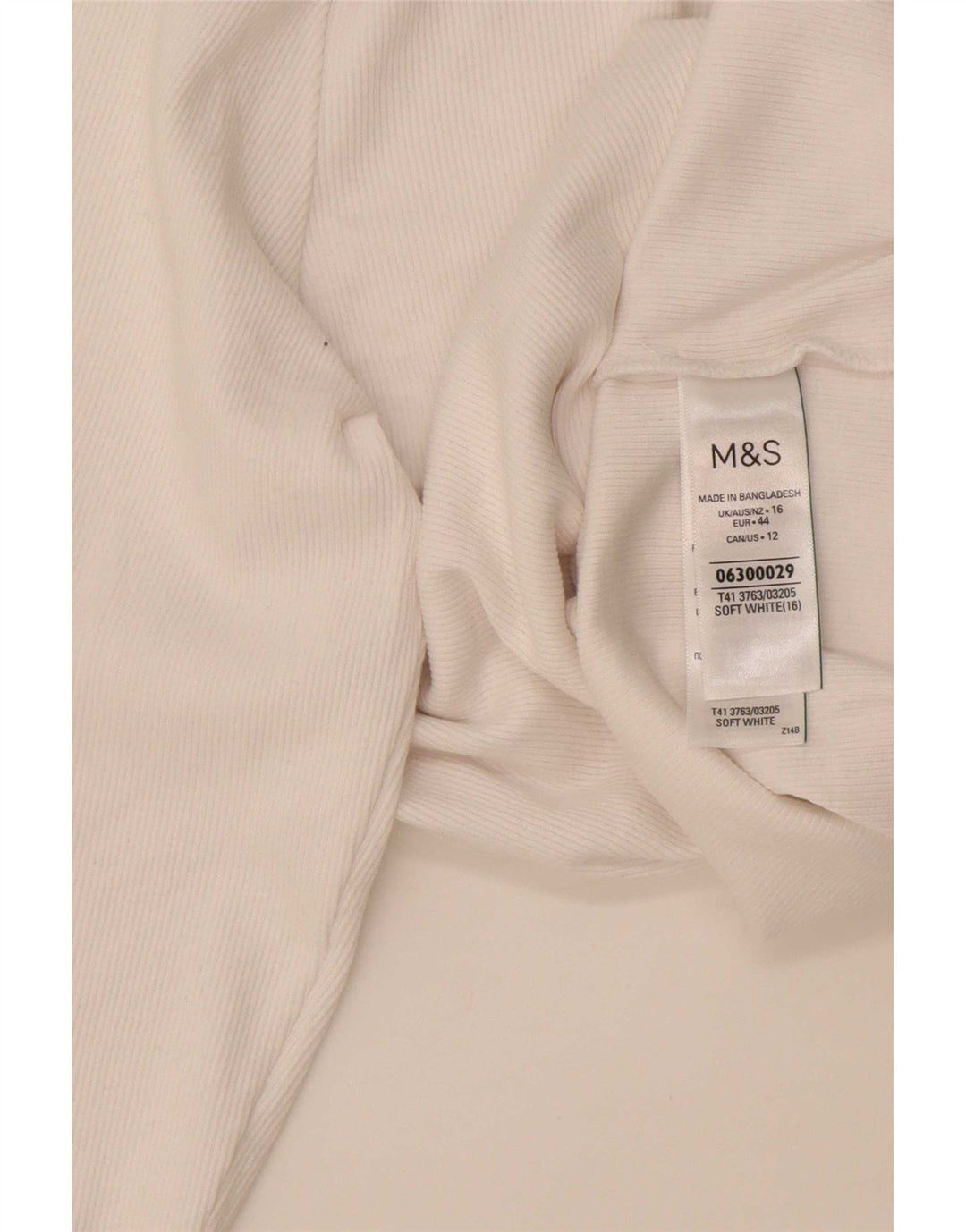 Marks & Spencer Womens Top Long Sleeve UK 16 Large White Cotton