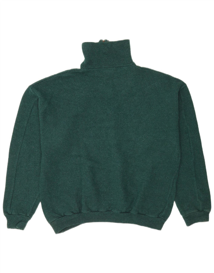 Vintage Mens Graphic Zip Neck Jumper Sweater Large Green