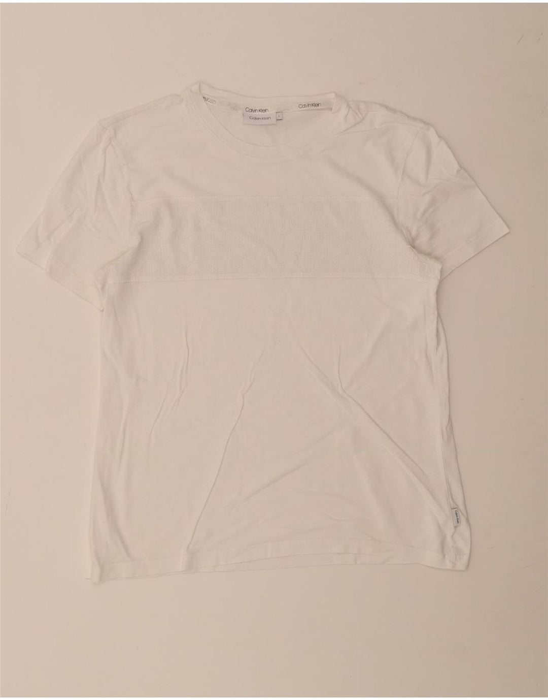 Calvin Klein Mens Graphic T-Shirt Top Large White