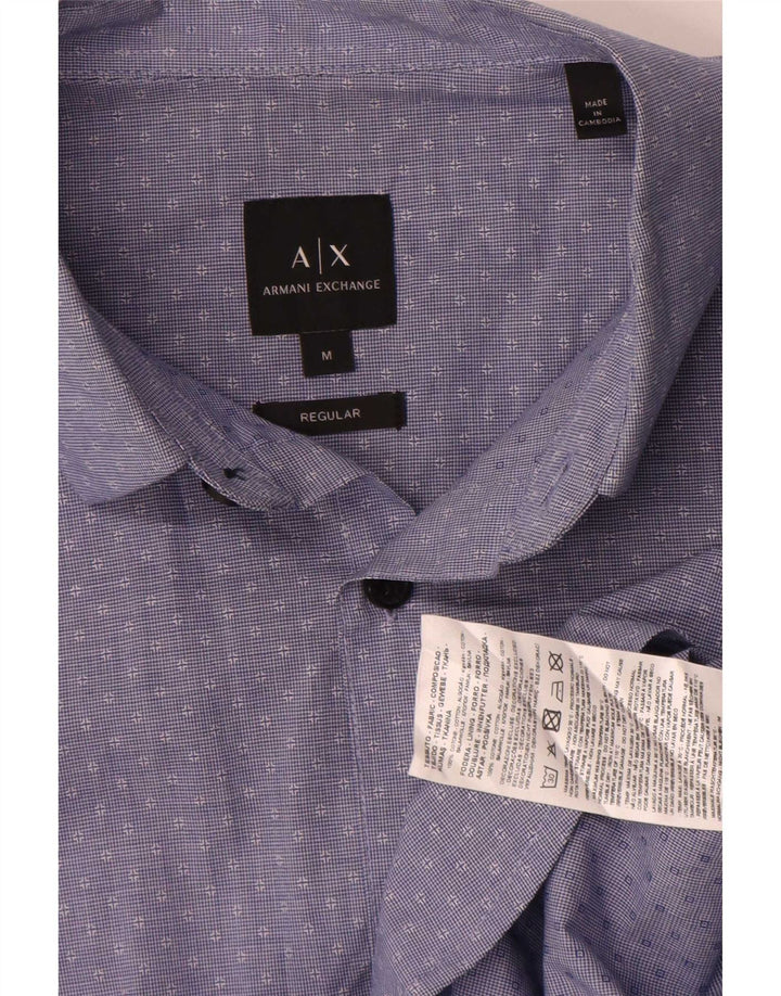 Armani Exchange Mens Regular Fit Shirt Medium Blue Geometric Cotton