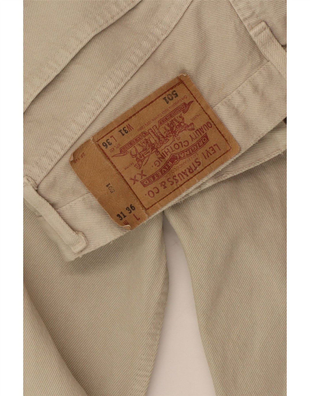 Levi's Mens 501 Straight Casual Trousers W31 L30  Beige