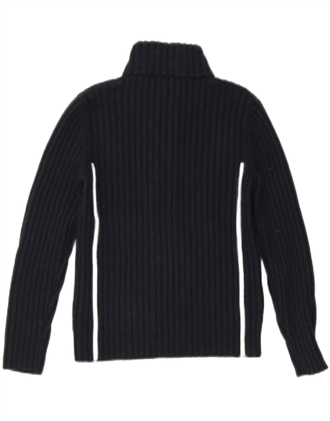 TRUSSARDI Womens Zip Neck Jumper Sweater UK 10 Small Navy Blue Wool Vintage Trussardi and Second-Hand Trussardi from Messina Hembry 