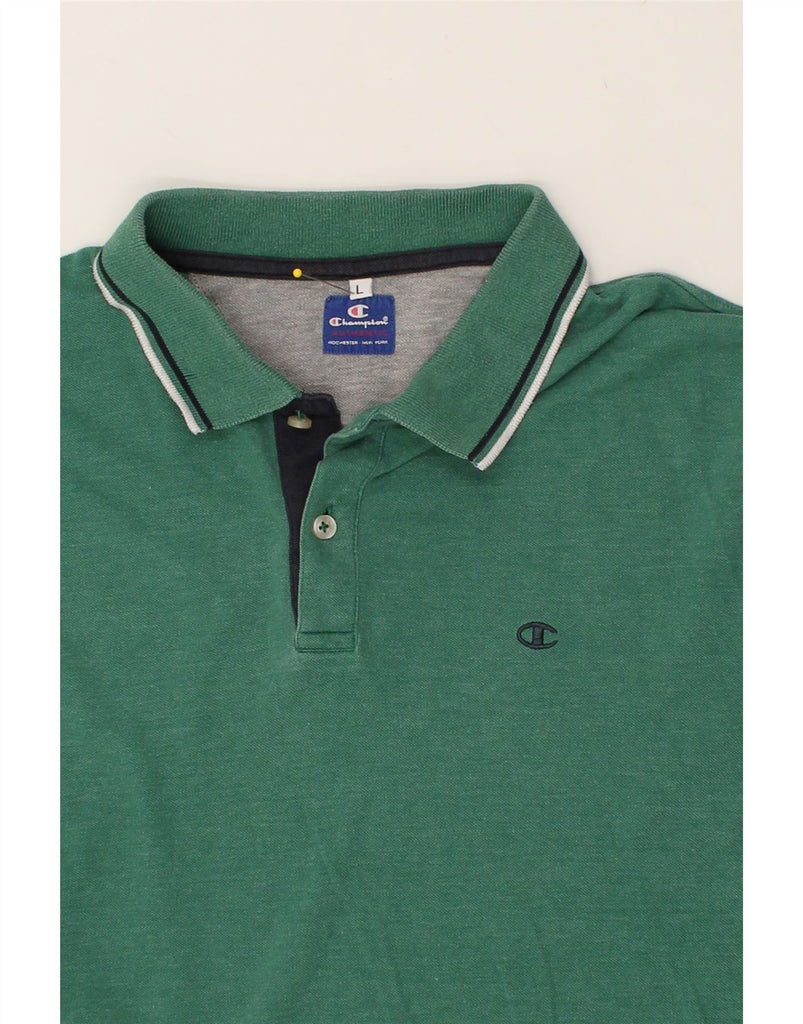 CHAMPION Mens Polo Shirt Large Green | Vintage Champion | Thrift | Second-Hand Champion | Used Clothing | Messina Hembry 