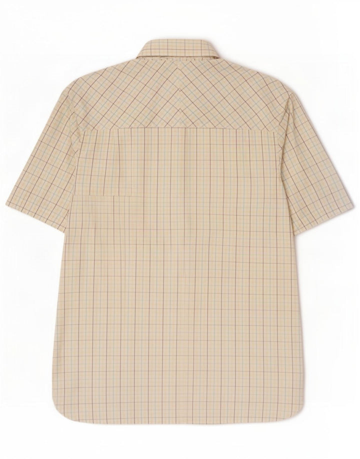 Fred Perry Mens Short Sleeve Shirt Large White Check Cotton