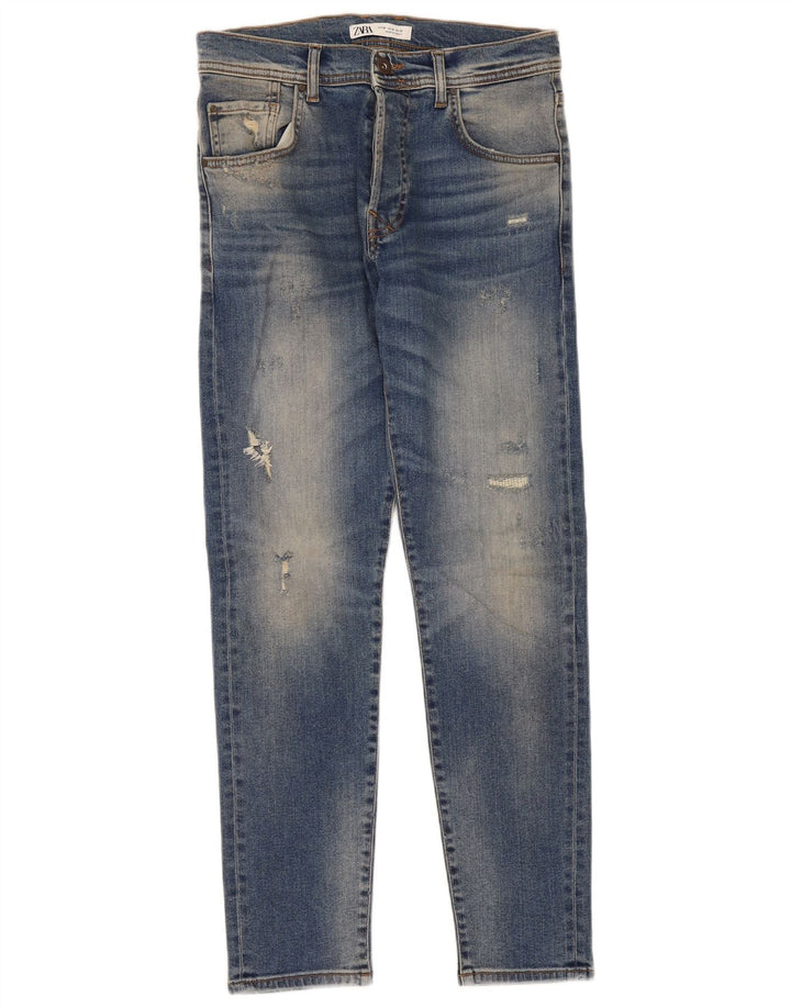 Zara Mens Distressed Slim Jeans EU 38 Small W30 L30 Blue