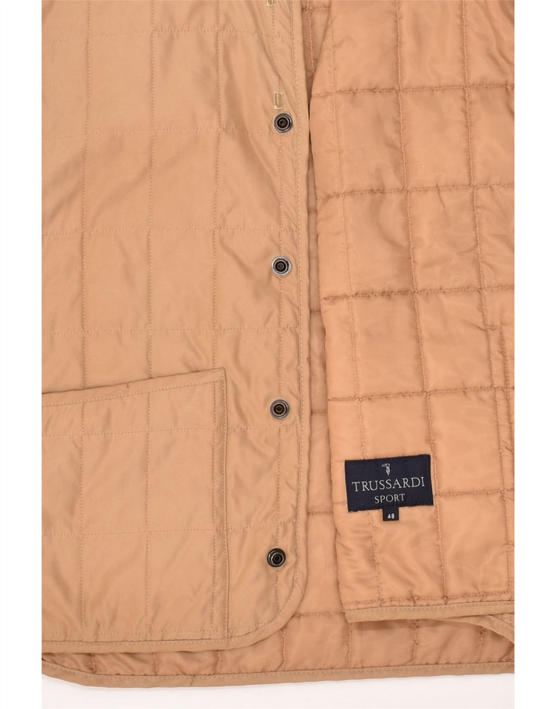 TRUSSARDI Mens Quilted Gilet IT 48 Medium Brown Polyester | Vintage Trussardi | Thrift | Second-Hand Trussardi | Used Clothing | Messina Hembry 