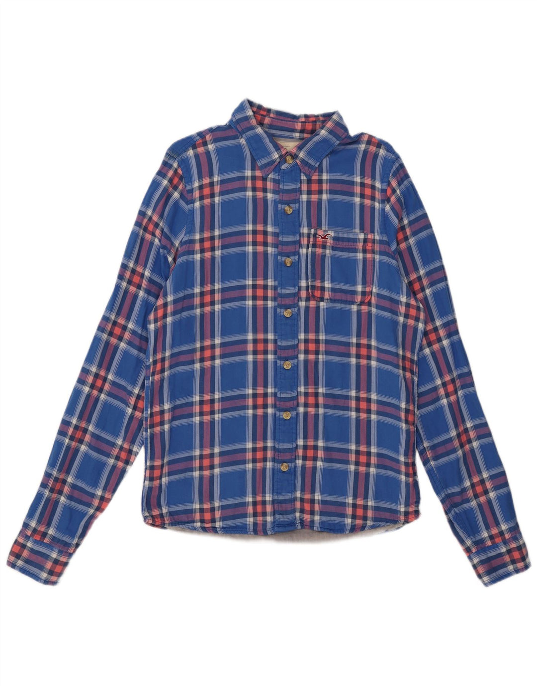 Hollister Mens Flannel Shirt XL Blue Check Cotton