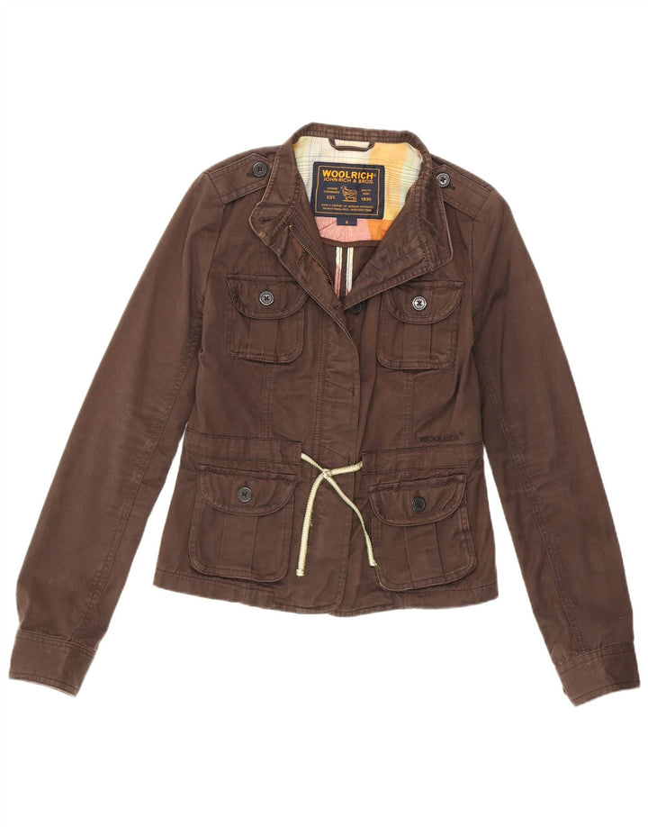 Woolrich Womens Military Jacket UK 8 Small Brown Cotton