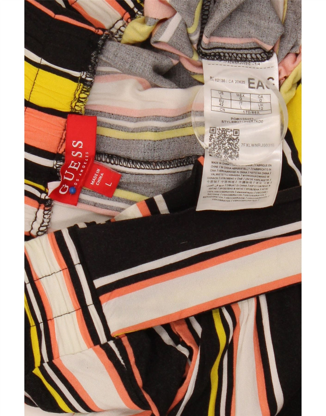 Guess Womens Casual Trousers UK 12 Medium W32 L30 Multicoloured Striped