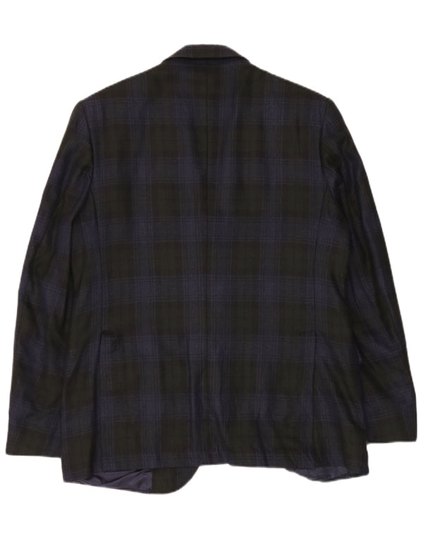 Vintage Mens 2 Button Blazer Jacket Medium Navy Blue Check