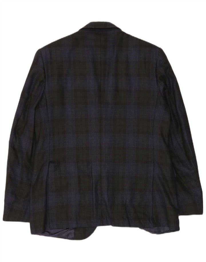 Vintage Mens 2 Button Blazer Jacket Medium Navy Blue Check