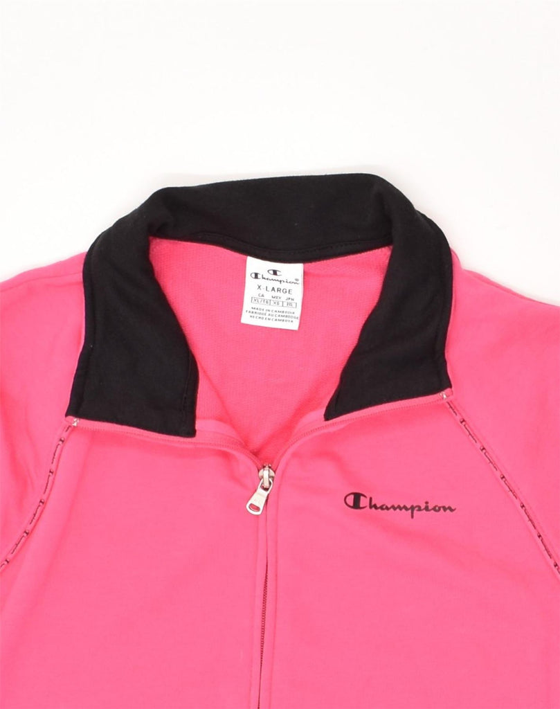 CHAMPION Womens Tracksuit Top Jacket UK 18 XL Pink Cotton | Vintage Champion | Thrift | Second-Hand Champion | Used Clothing | Messina Hembry 