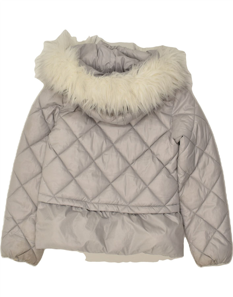 MICHAEL KORS Girls Hooded Padded Jacket 10-11 Years Grey Polyester | Vintage Michael Kors | Thrift | Second-Hand Michael Kors | Used Clothing | Messina Hembry 