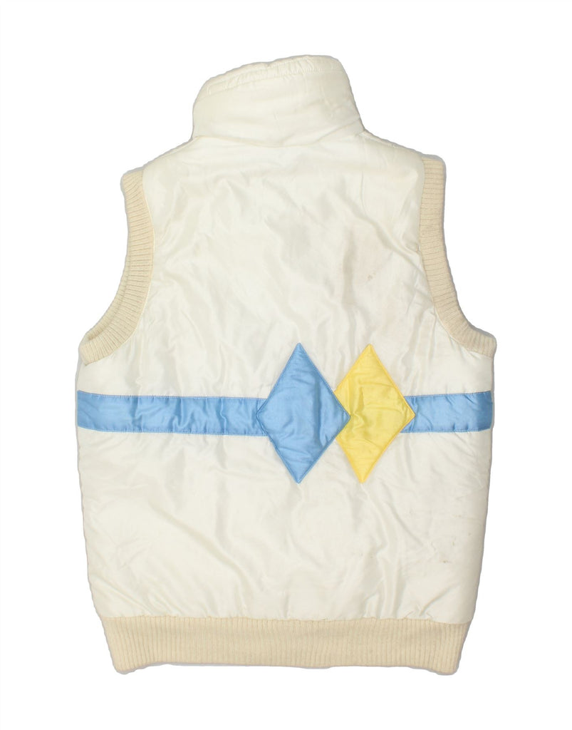 ELLESSE Womens Graphic Padded Gilet IT 48 XL White Geometric Nylon | Vintage Ellesse | Thrift | Second-Hand Ellesse | Used Clothing | Messina Hembry 