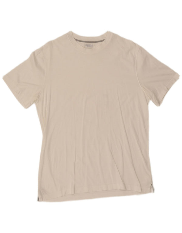 Brunello Cucinelli Mens Slim Fit T-Shirt Top Large White Cotton