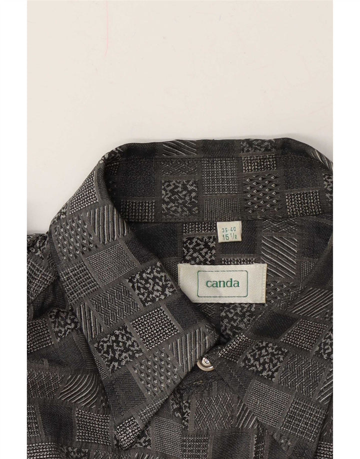Canda Mens Shirt Size 39/40 15 1/2 Medium Grey Geometric