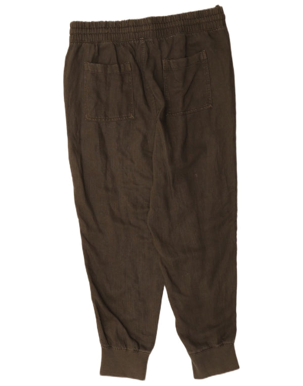Marks & Spencer Womens Joggers Trousers UK 16 Large W36 L29 Khaki Lyocell