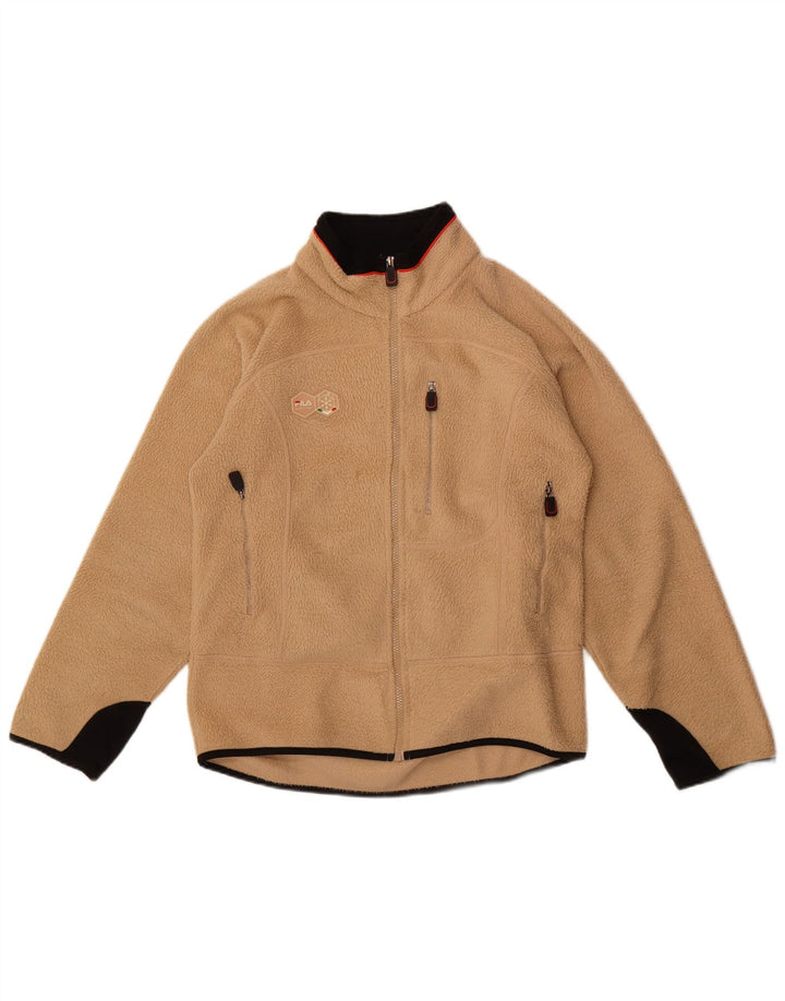Fila Mens Fleece Jacket UK 38 Medium Beige Colourblock