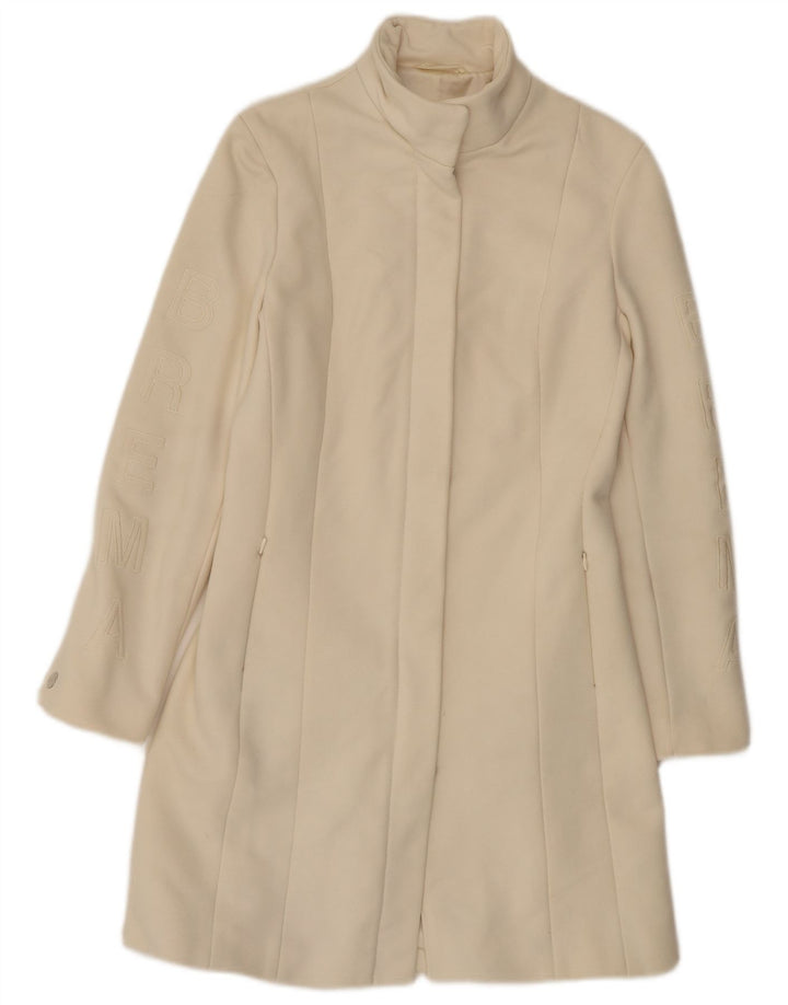 Brema Womens Graphic Overcoat IT 40 Small Off White Polyamide