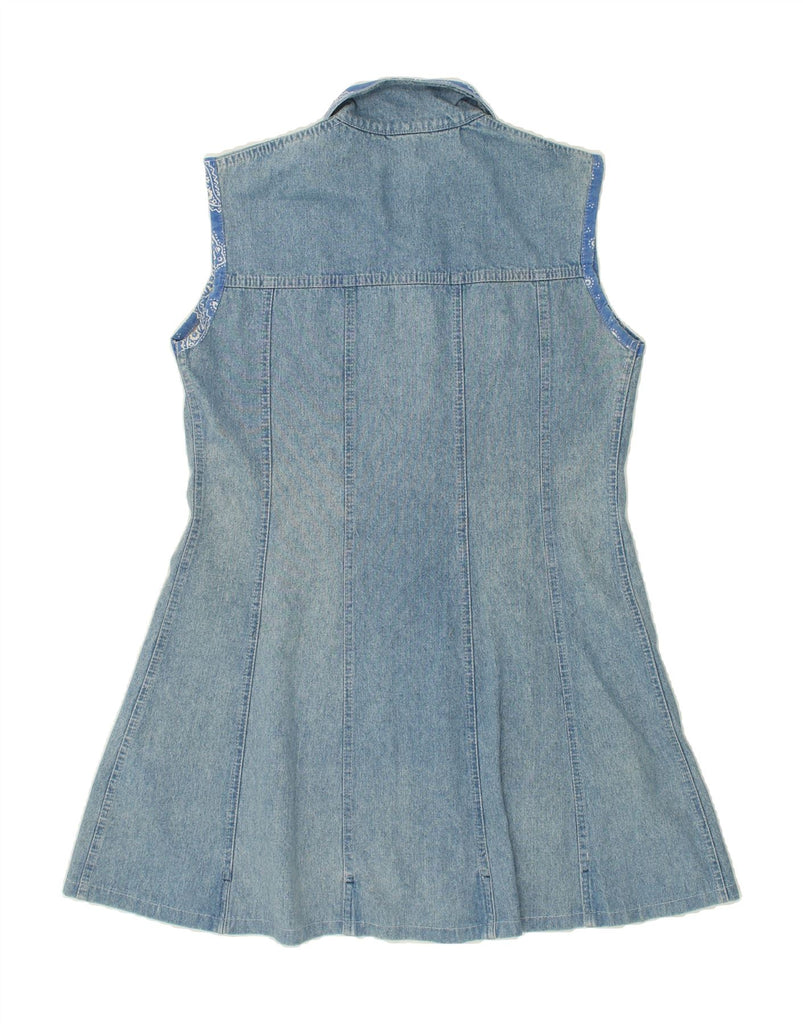 VINTAGE Womens Sleeveless Denim Dress UK 14 Large Blue Cotton | Vintage Vintage | Thrift | Second-Hand Vintage | Used Clothing | Messina Hembry 