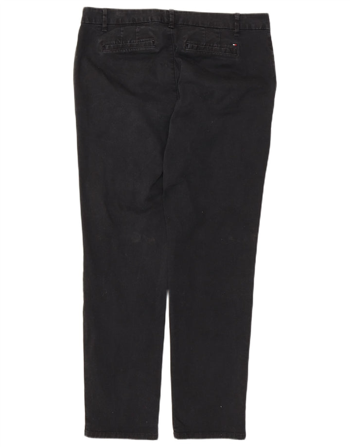 TOMMY HILFIGER Womens Slim Chino Trousers US 10 Large W32 L29 Black Cotton