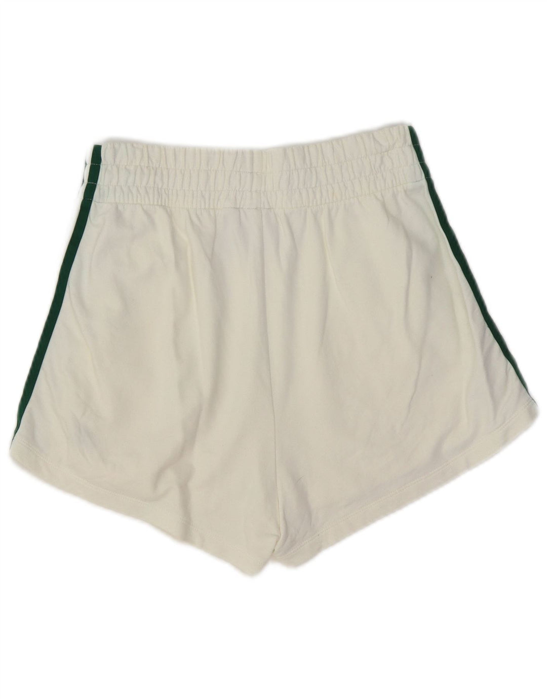ADIDAS Womens Sport Shorts UK 12 Medium  Off White Colourblock Cotton