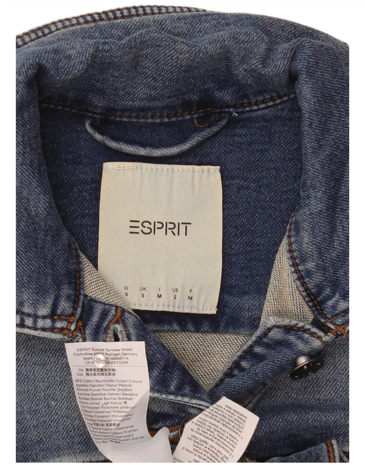 Esprit Womens Crop Denim Jacket UK 10 Small Blue Cotton